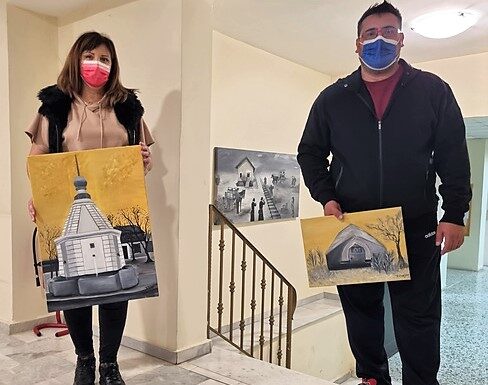 Προσφορά πινάκων ζωγραφικής στο Δήμο Σκύδρας από τη Στέγη Τεχνών Σκύδρας