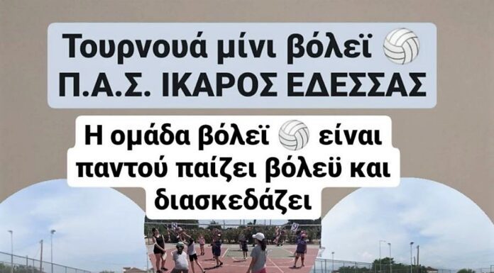 Tο τμήμα Μίνι βόλεϊ της ομάδας Π.Α.Σ. ΙΚΑΡΟΣ ΕΔΕΣΣΑΣ στο τουρνουά στην Κατερίνη