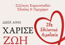 Ο Σύλλογος Καρκινοπαθών Έδεσσας και Περιχώρων διοργανώνει εθελοντική αιμοδοσία την Τετάρτη 27 Μαΐου